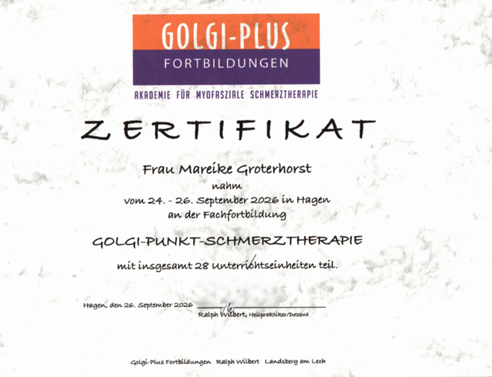 Fortbildung Golgi-Punkt Schmerztherapie - Zum Vergrößern bitte auf das Bild klicken