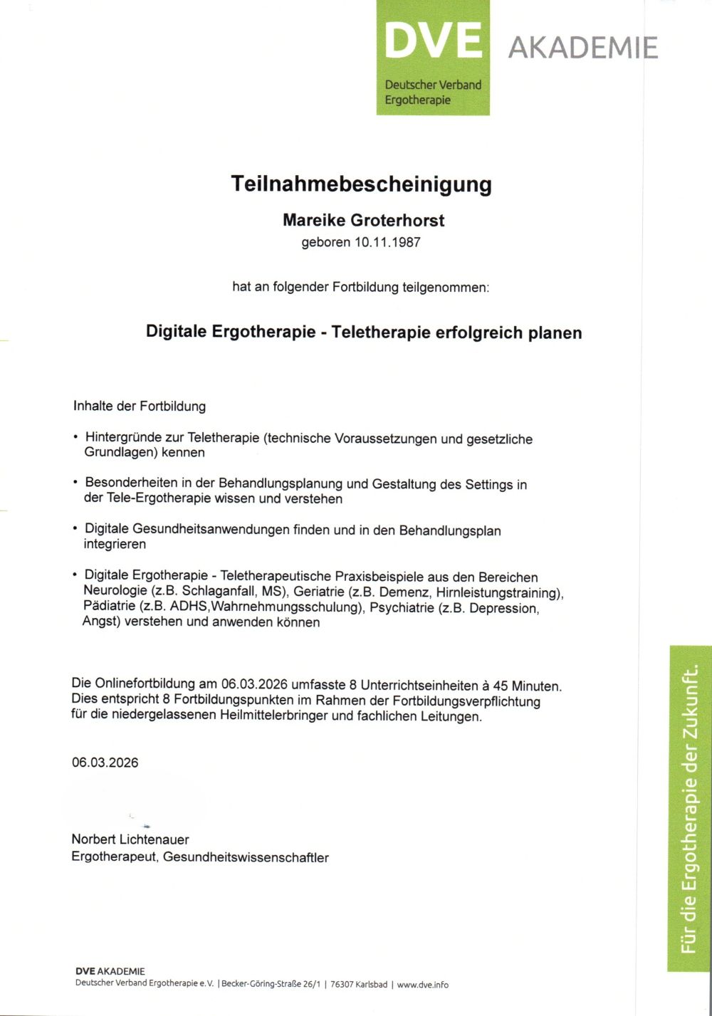 Fortbildung digitale Ergotherapie - Zum Vergrößern bitte auf das Bild klicken